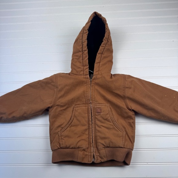 Carhartt Other - Carhartt Toddler 3T Full Zip Hooded Brown Jacket Distressed Brown